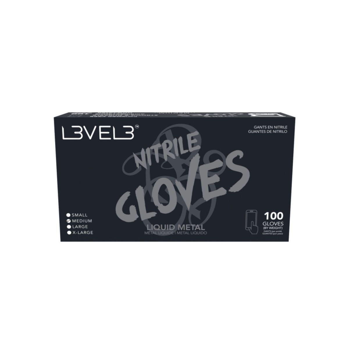 L3VEL3 - Guantes Level 3 De Nitrilo Color Metal Talla M