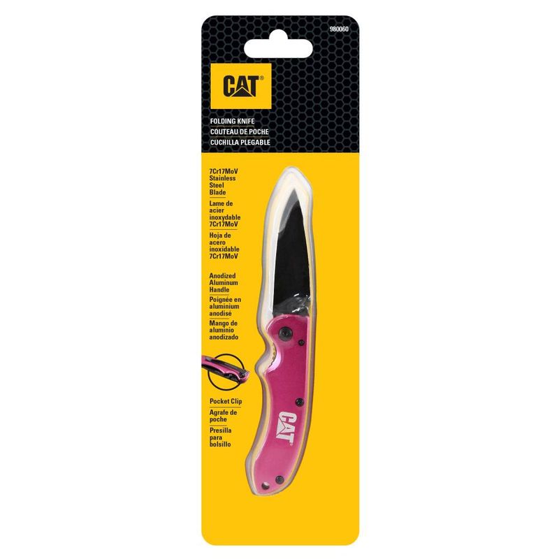 CAT - CUCHILLO NAVAJA PLEGABLE CAT 980060 PUNTA CURVA - Rosa