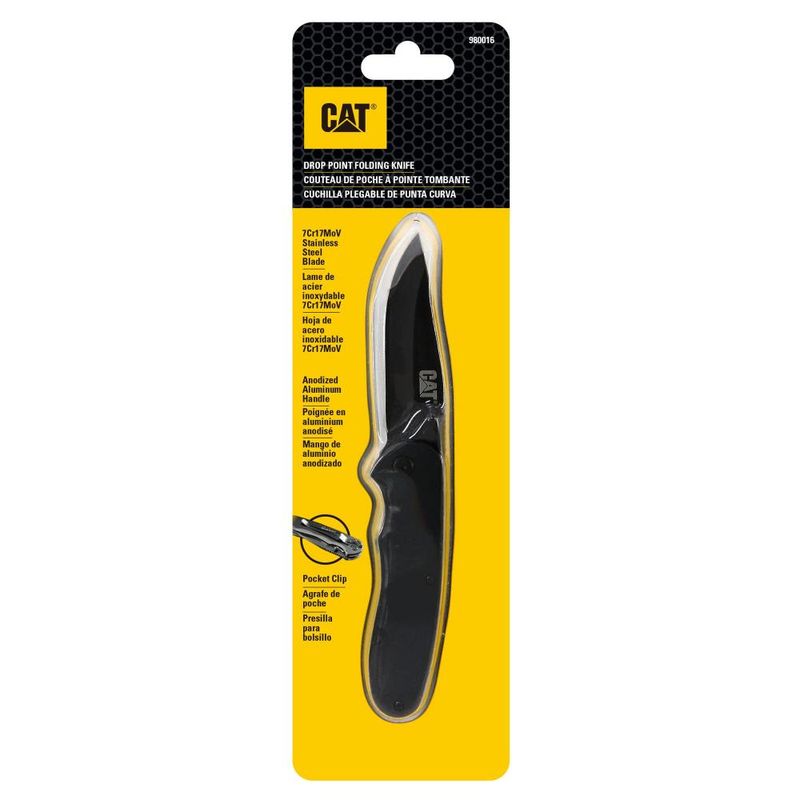 CAT - CUCHILLO NAVAJA PLEGABLE CAT 980016 PUNTA CURVA - Negro