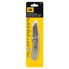 CAT - CUCHILLO NAVAJA PLEGABLE 980004 PUNTA CURVA - Plateado