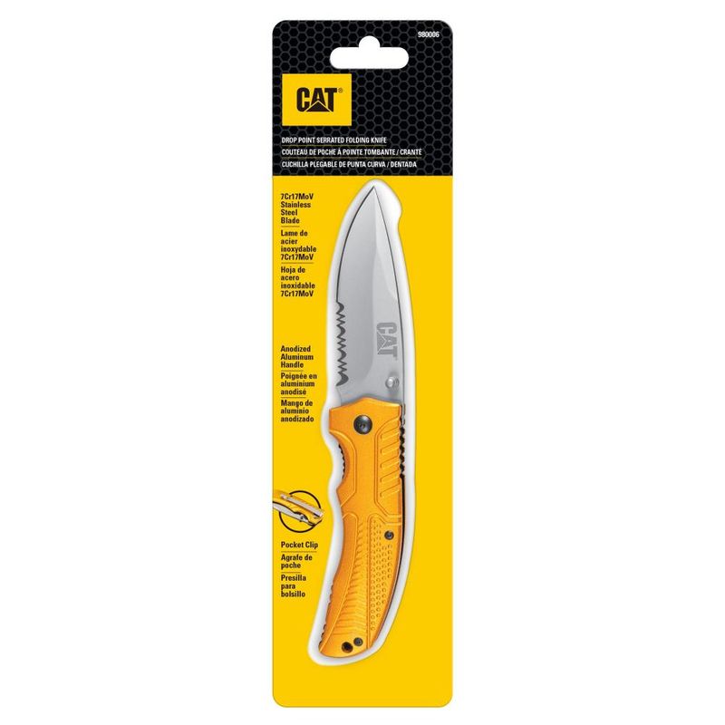 CAT - Cuchillo Navaja Plegable Caterpillar 980006 Curva/Dentada