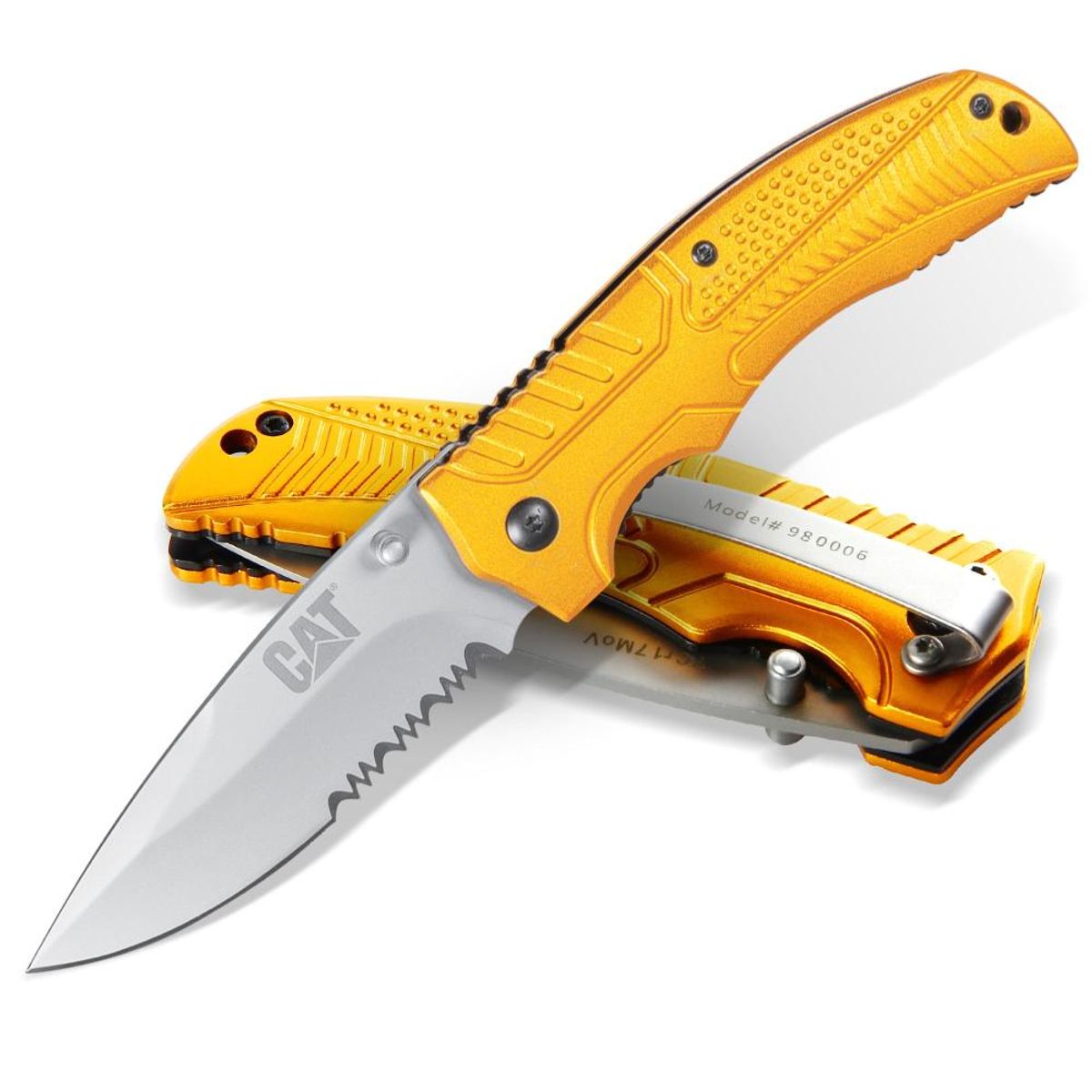 CAT - Cuchillo Navaja Plegable Caterpillar 980006 Curva/Dentada