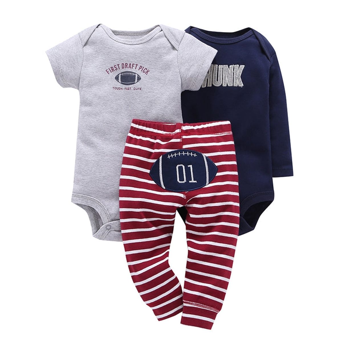 CARTERBELL - Pack 3 Prenda Conjunto Carterbell Futbol Americano 100% Algodón