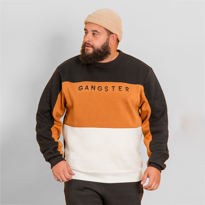 GANGSTER - Polerón Crew Fleece Fundamental Negro Gangster