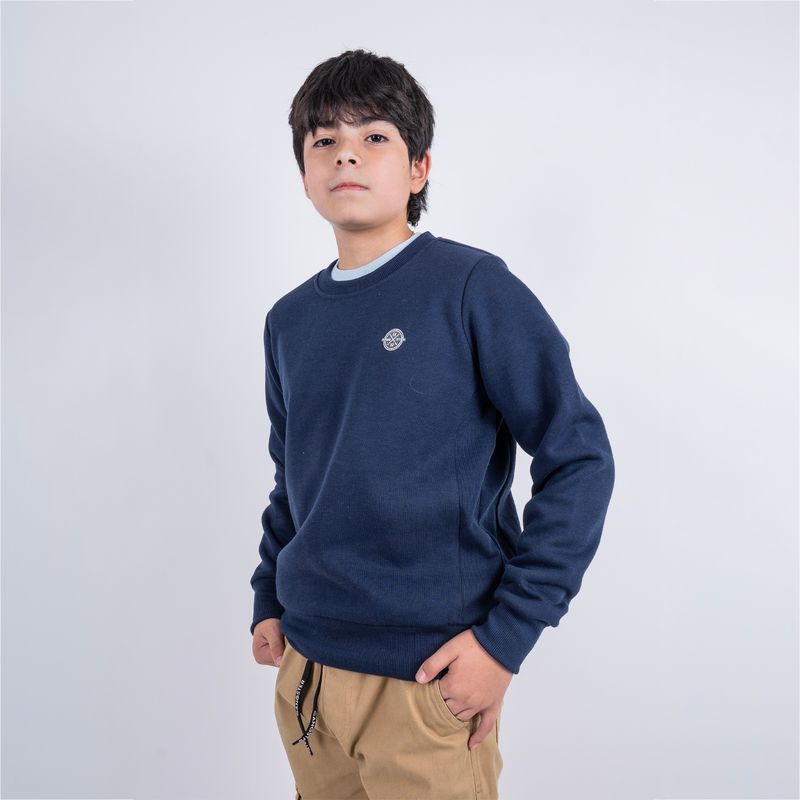 GANGSTER - Niño Polerón Crew Fleece Crucial Azul Gangster