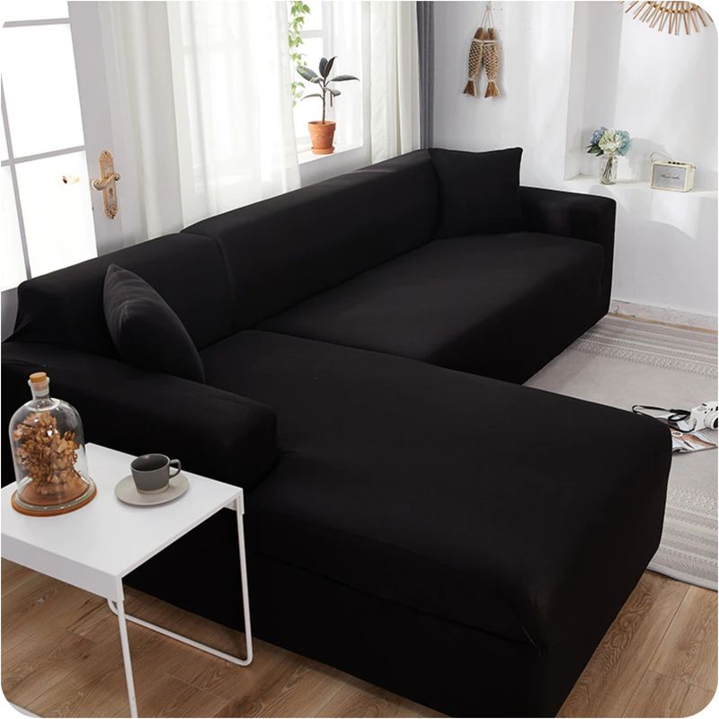 GENERICO - CUBRE SILLON TIPO L SECCIONAL, ELASTICADO, ESPANDEX AJUSTABLE  NEGRO