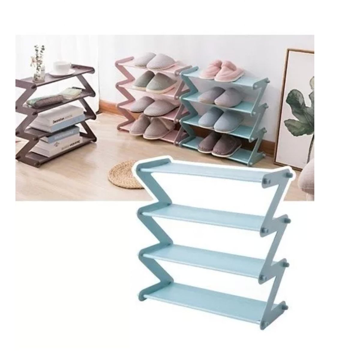 GENERICO - Organizador De Zapatos en Z Fácil Ensamblado GRIS