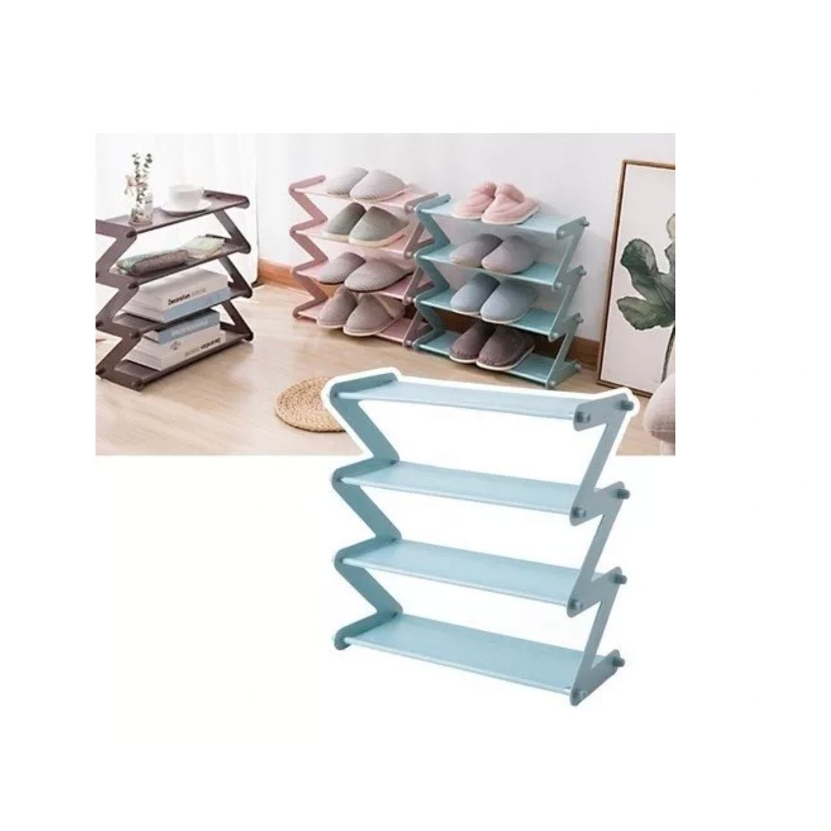 GENERICO - Organizador De Zapatos en Z Fácil Ensamblado GRIS