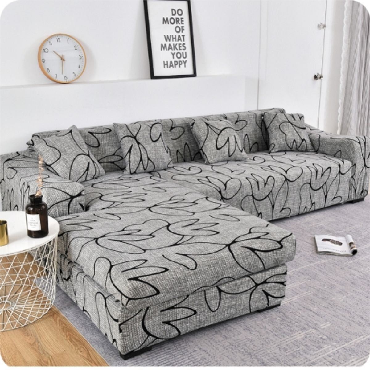 GENERICO - FUNDA ELASTICADA CUBRE SILLON SECCIONAL TIPO L CON DISEÑO