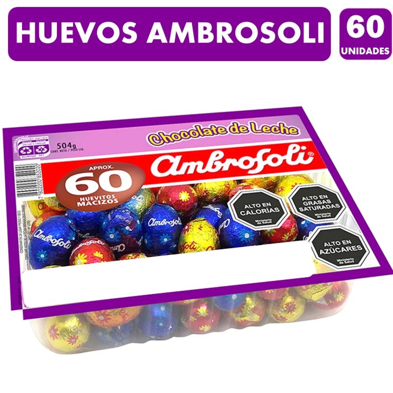 AMBROSOLI - Huevitos De Pascua - Bandeja De 60 Huevos Macizos Ambrosoli