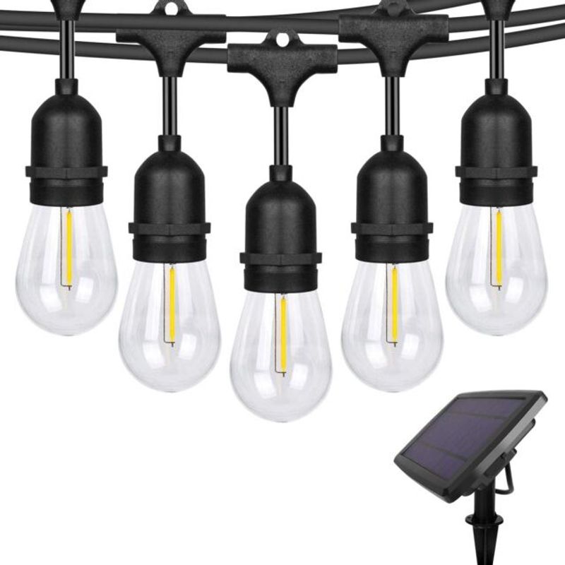 GENERICO - Guirnalda 10 Metros Panel Solar Con 12 Ampolletas Led Calida