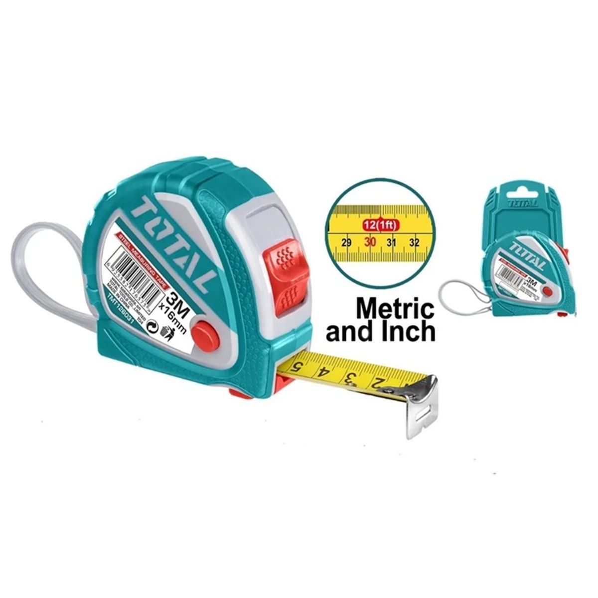 TOTAL TOOLS - Cinta Huincha De Medir Metrica De Acero 3m