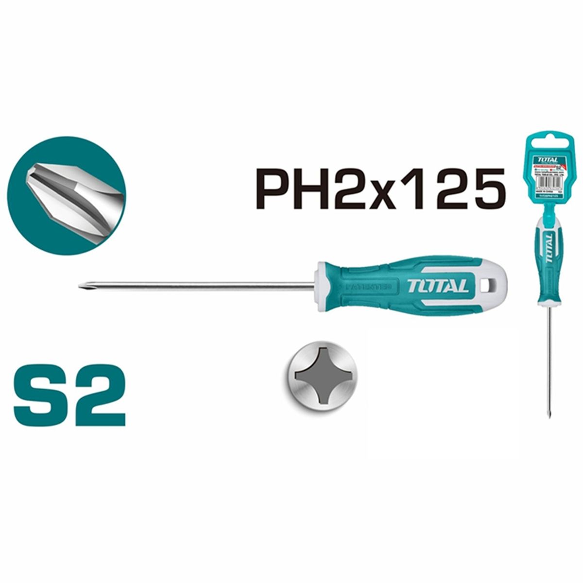 TOTAL TOOLS - Destornillador Cruz S2 Ph2 125mm Total Tht26ph2125