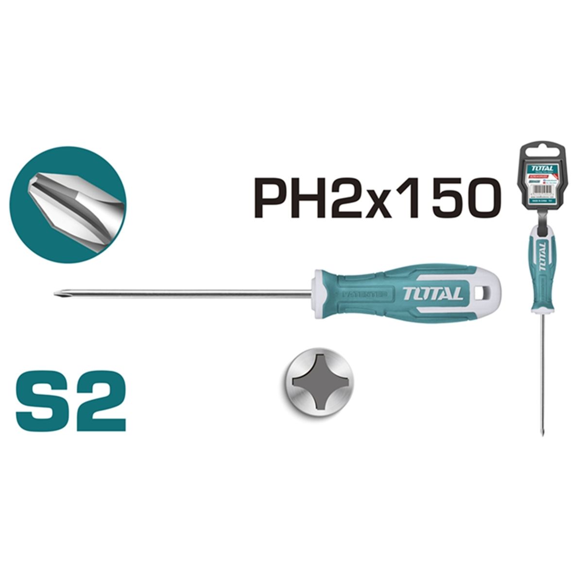 TOTAL TOOLS - Destornillador Cruz S2 Ph2 150mm Total Tht26ph2150