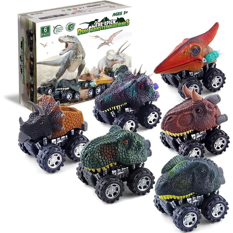 KUANGYE - Set De 6 Autos Dinosaurios, Friccion
