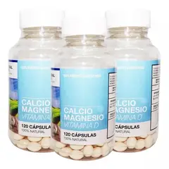 NATURAL FARM - Calcio + Magnesio + Vitamina D Nf 3 Frascos 360 Capsulas 3x120