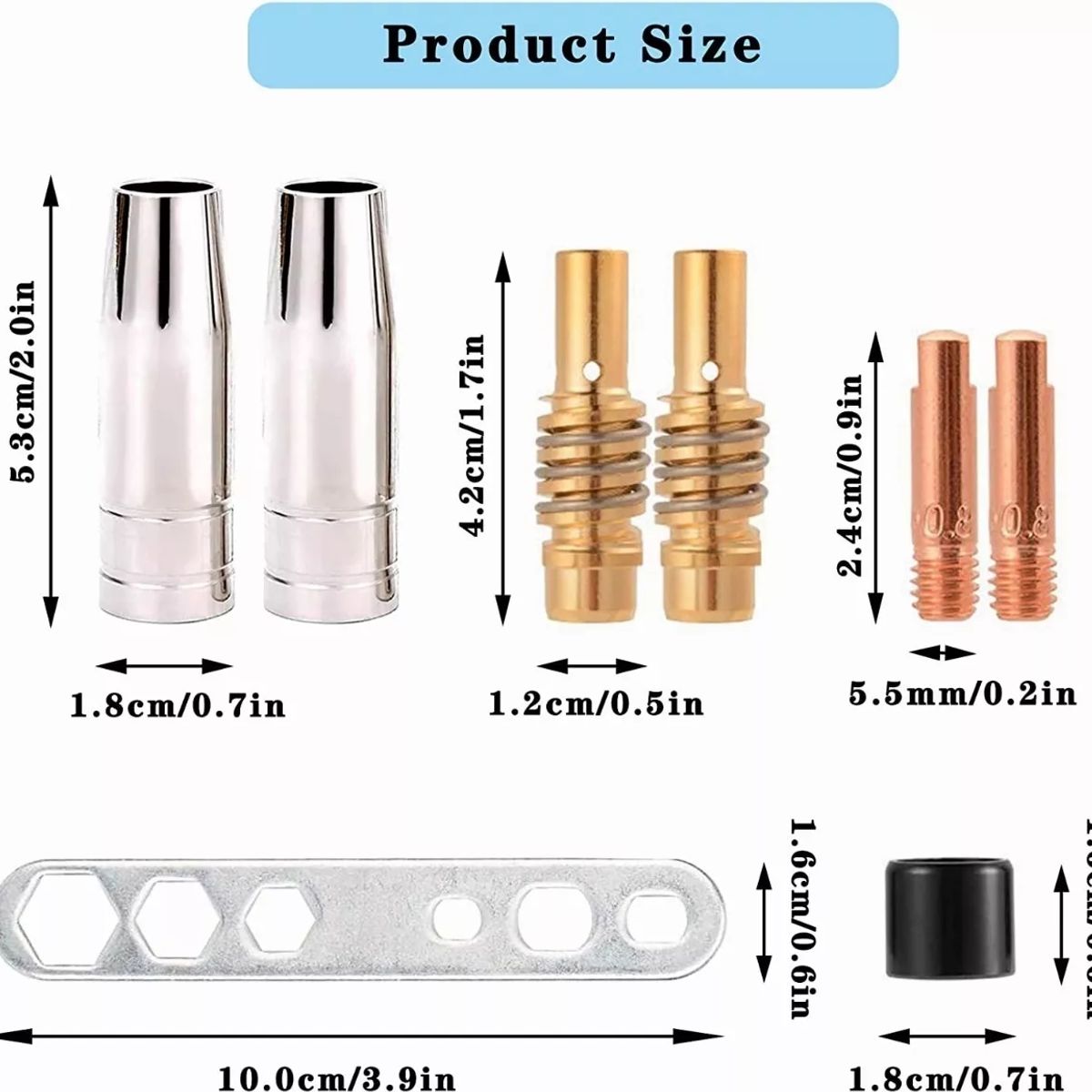 KUANGYE - 19 Puntas De Contacto De Soldadura Mig/mag 0,8 Mm M6 Boquill