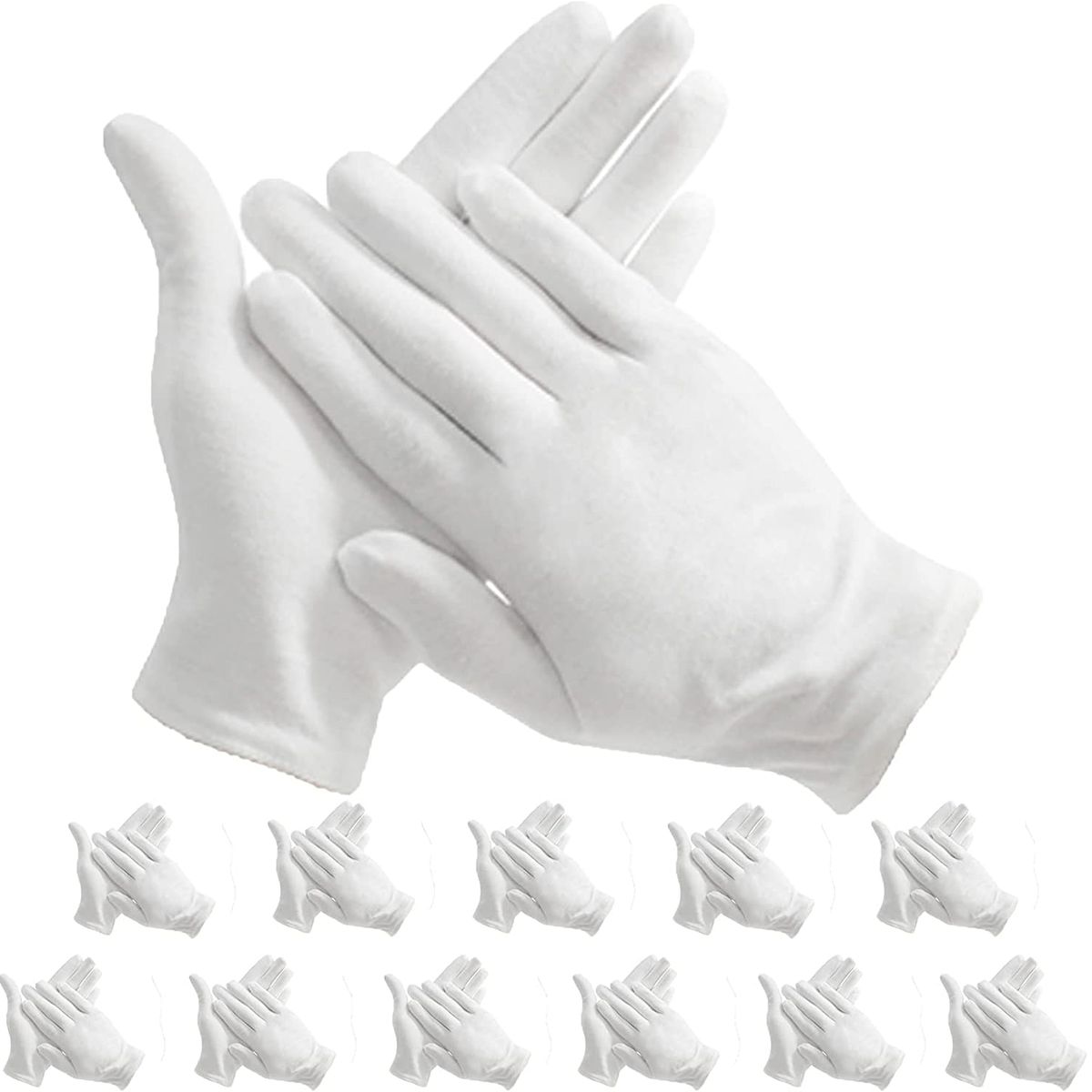 KUANGYE - 24 Piezas Guantes Dermatológicos Algodón 12 Pares Blanco
