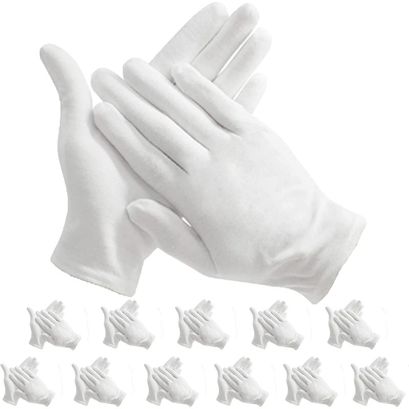 KUANGYE - 24 Piezas Guantes Dermatológicos Algodón 12 Pares Blanco