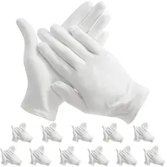 KUANGYE - 24 Piezas Guantes Dermatológicos Algodón 12 Pares Blanco