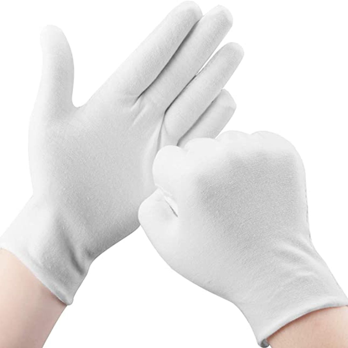 KUANGYE - 24 Piezas Guantes Dermatológicos Algodón 12 Pares Blanco
