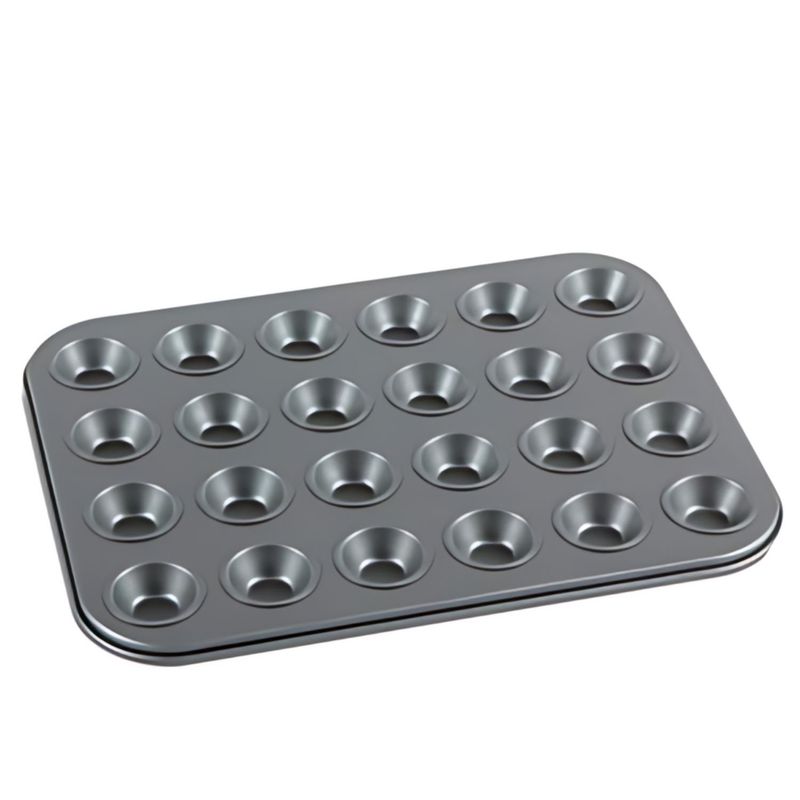 GENERICO - Molde Antiadherente 24 Mini Cupcakes Acero Carbonico
