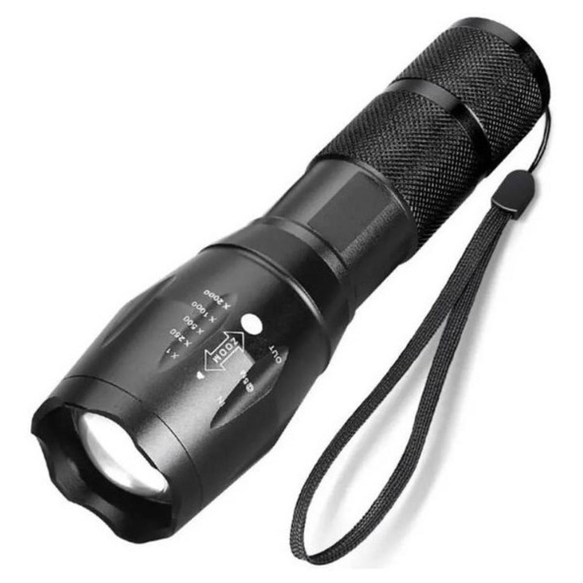DM - LINTERNA TÁCTICA LED T6 6000 LM ZOOM NEGRA CON ESTUCHE