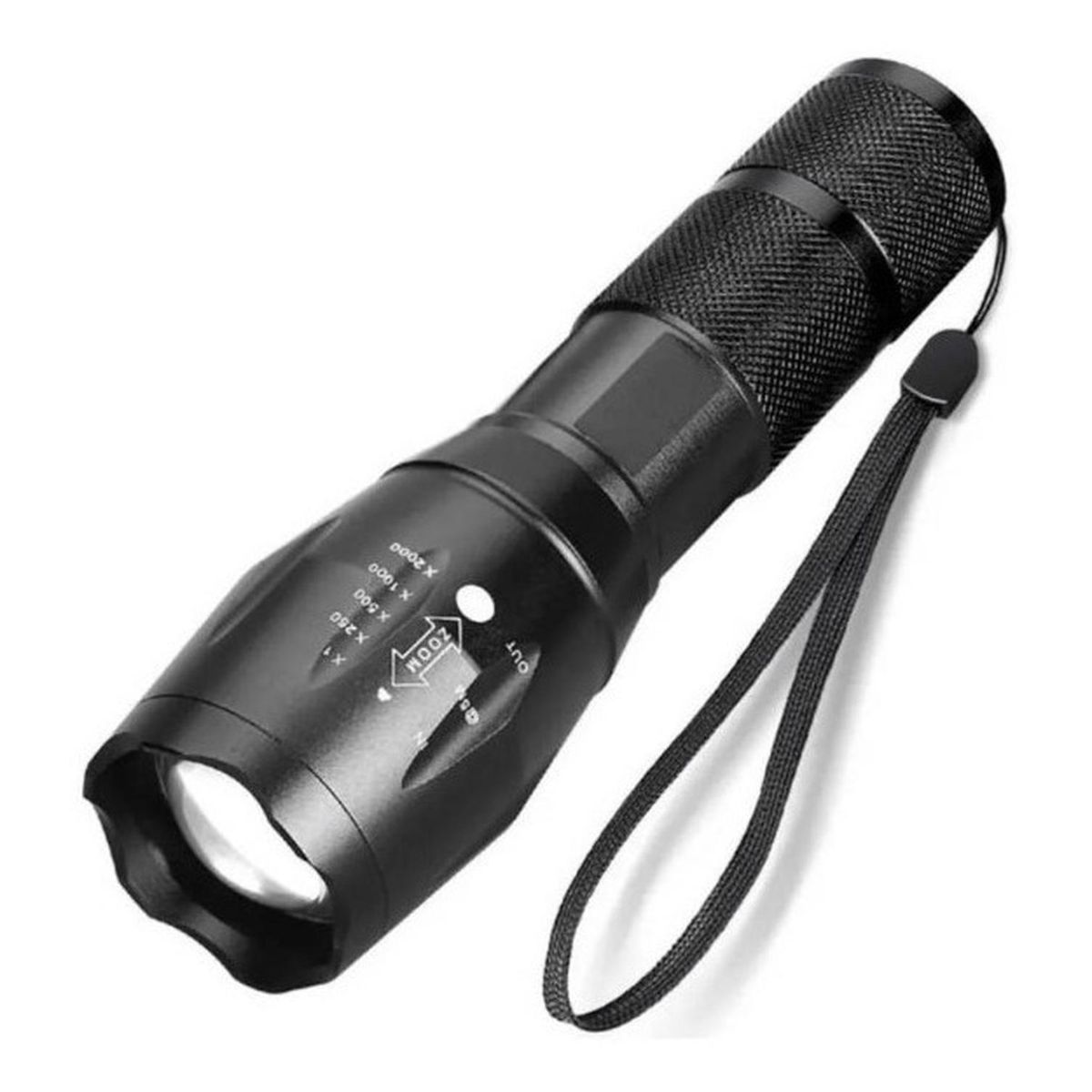 DM - LINTERNA TÁCTICA LED T6 6000 LM ZOOM NEGRA CON ESTUCHE