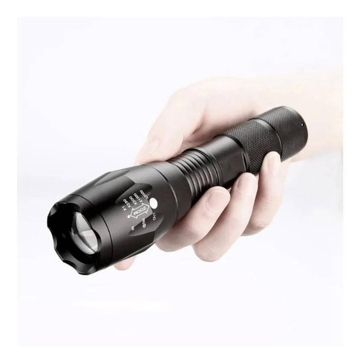 DM - LINTERNA TÁCTICA LED T6 6000 LM ZOOM NEGRA CON ESTUCHE