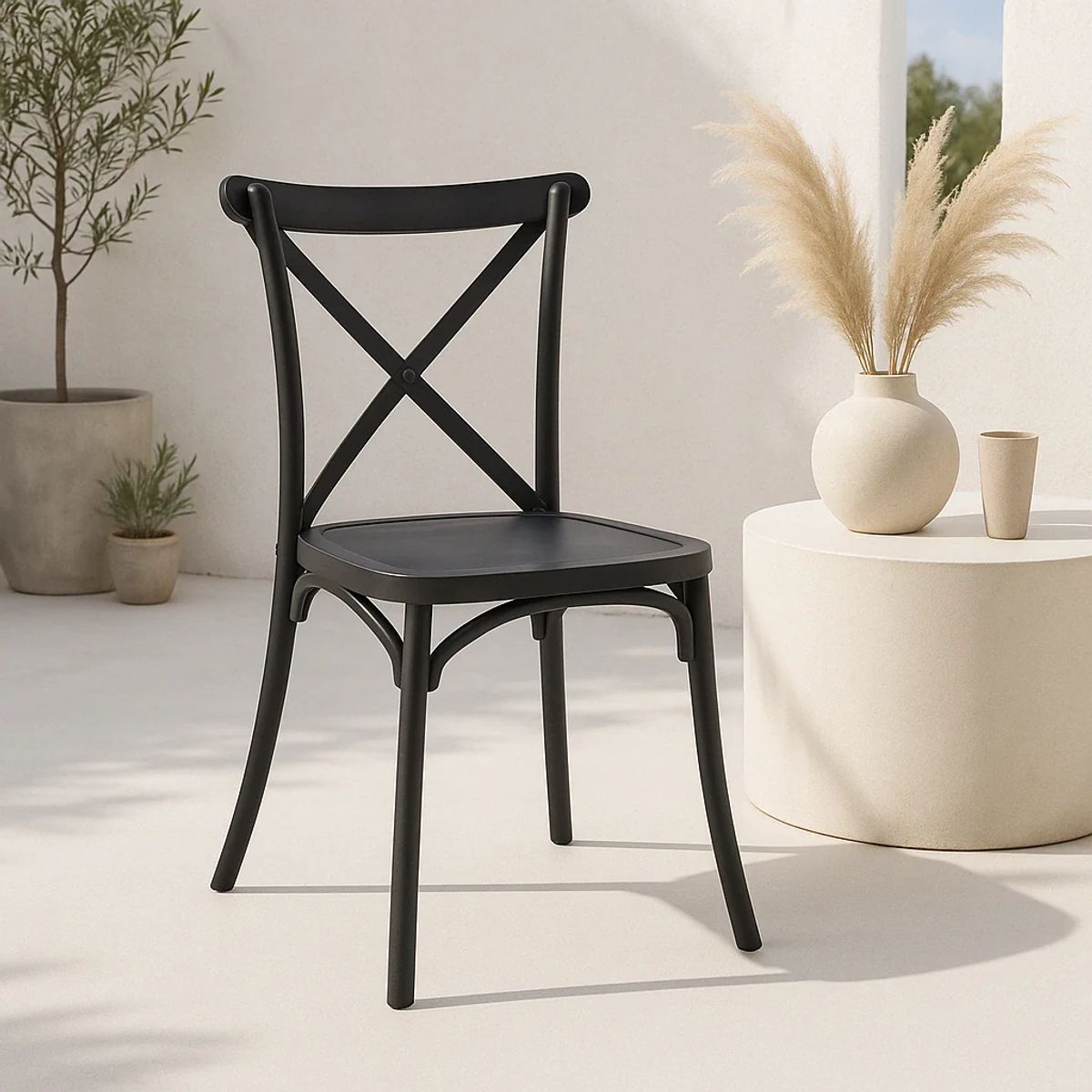 KLIK - Taburete Crossback Danubio Silla Piso Bar Terraza Exterior Negro KLIK