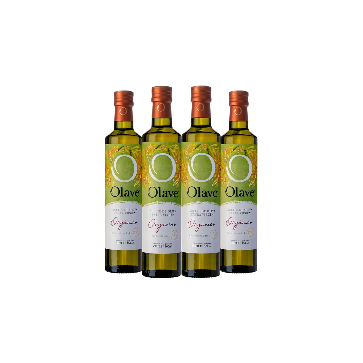 OLAVE - Aceite de Oliva extra virgen Olave Organico 4 x 500 ml