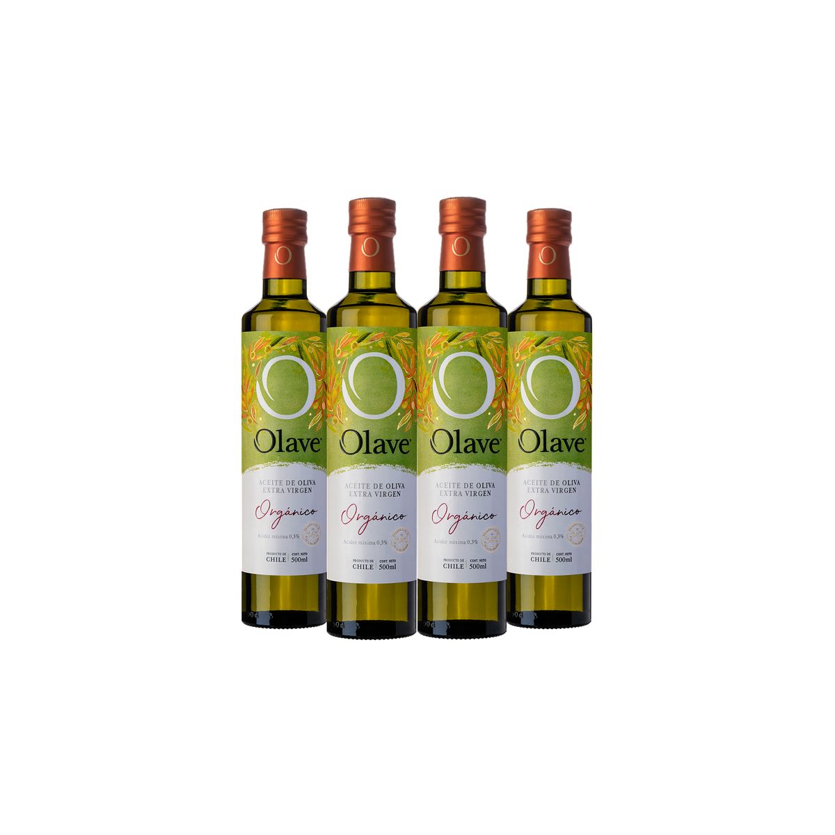OLAVE - Aceite de Oliva extra virgen Olave Organico 4 x 500 ml