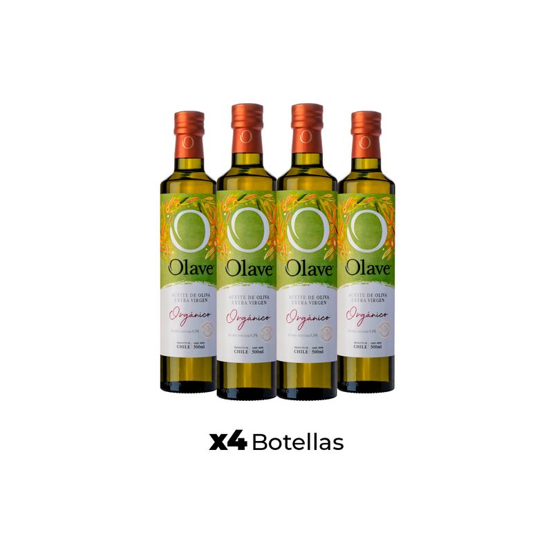 OLAVE - Aceite de Oliva extra virgen Olave Organico 4 x 500 ml