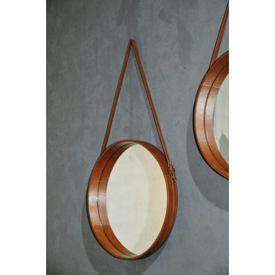 Imagen 2 del producto Espejo Colgante de Cuero Natural Decorativo Elegante y Versátil 54 cm