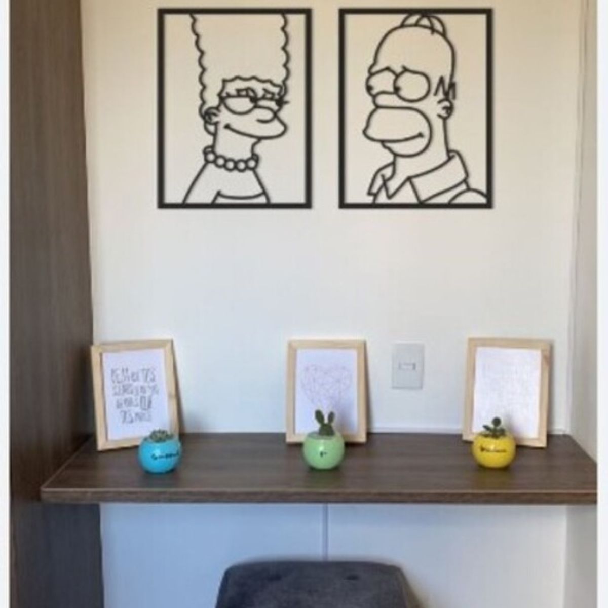 GENERICO - Cuadro  Decorativo Homero y Marge Simpson   Artesanal en madera Mdf 3mm.