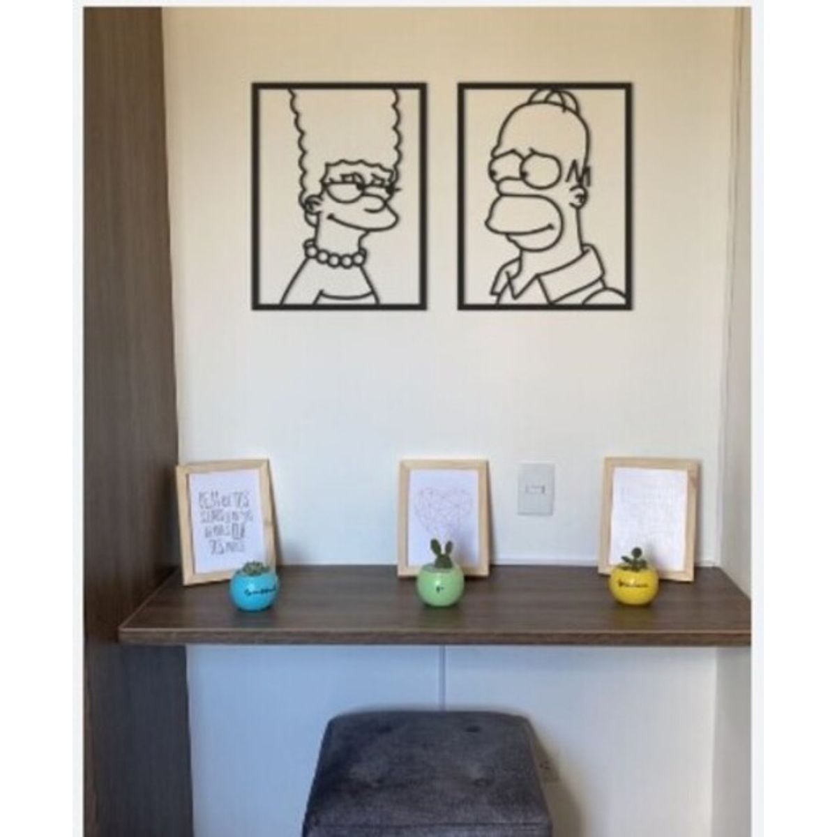 GENERICO - Cuadro  Decorativo Homero y Marge Simpson   Artesanal en madera Mdf 3mm.