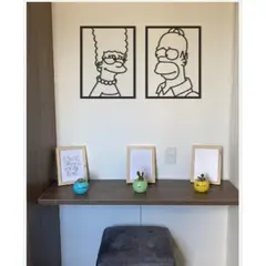GENERICO - Cuadro Decorativo Homero y Marge Simpson  Artesanal en madera Mdf 3mm.
