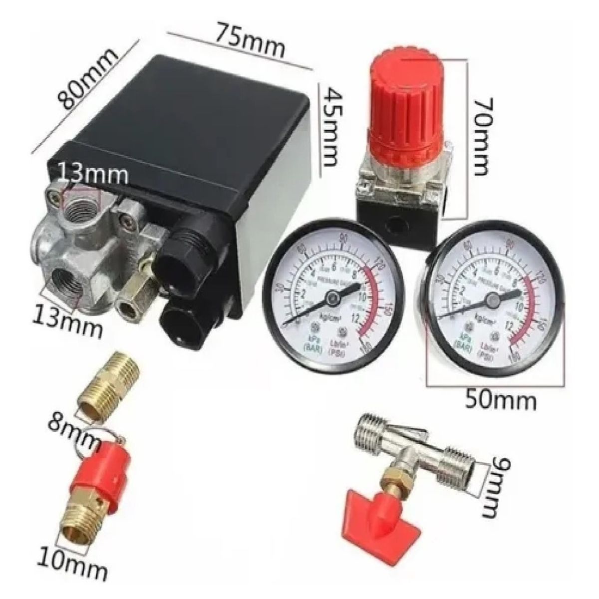 GENERICO - Compresor Aire Válvula Presión 180psi Interruptor Regulador