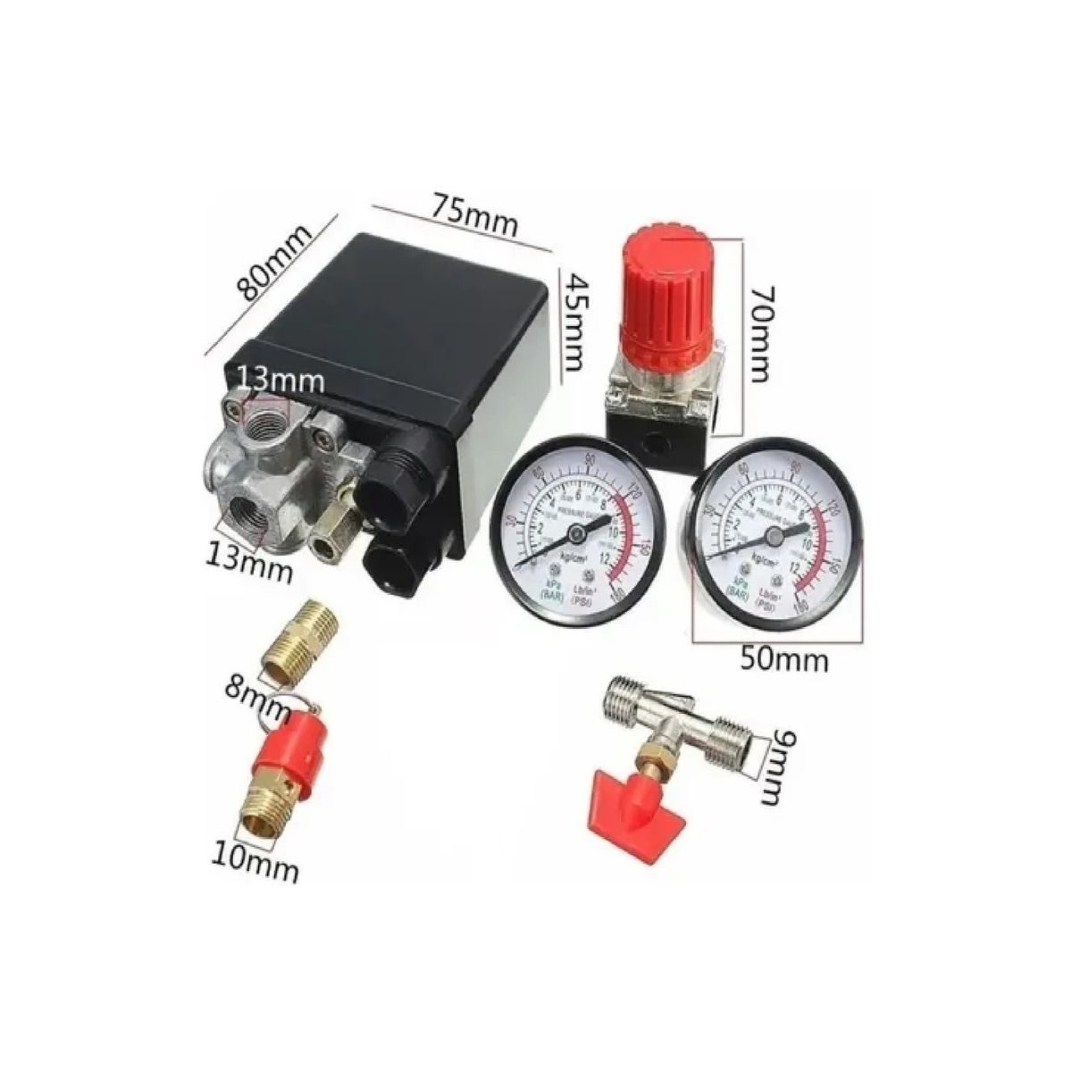 GENERICO - Compresor Aire Válvula Presión 180psi Interruptor Regulador