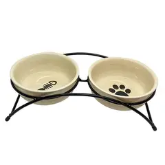 GENERICO - Comedero doble en altura para mascotas platos de ceramica