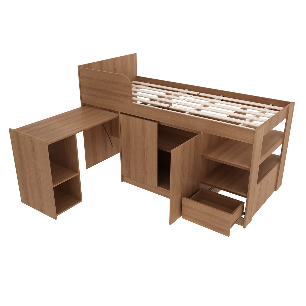 TECNOMOBILI - CAMA 1 PLAZA CON ESCRITORIO ALMENDRA