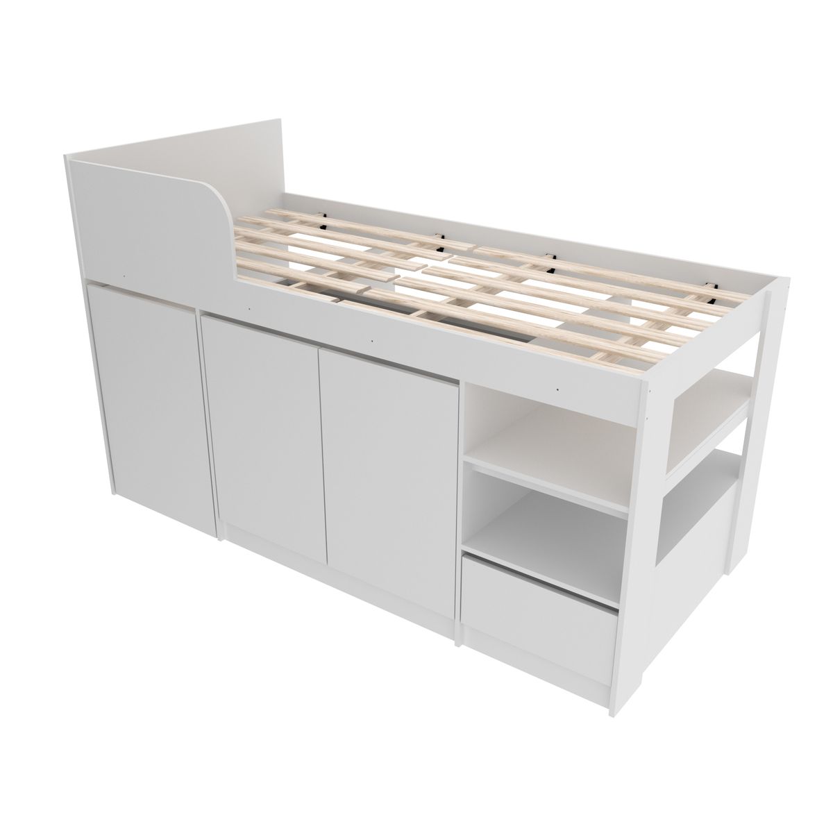 TECNOMOBILI - CAMA 1 PLAZA BLANCO CON ESCRITORIO BLANCO