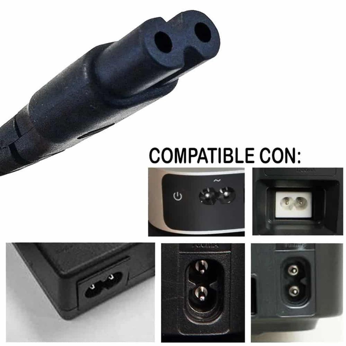 OEM - Cable Poder Tipo 8 Enchufe Nacional 1.8mts Cobre C7 C Trébol