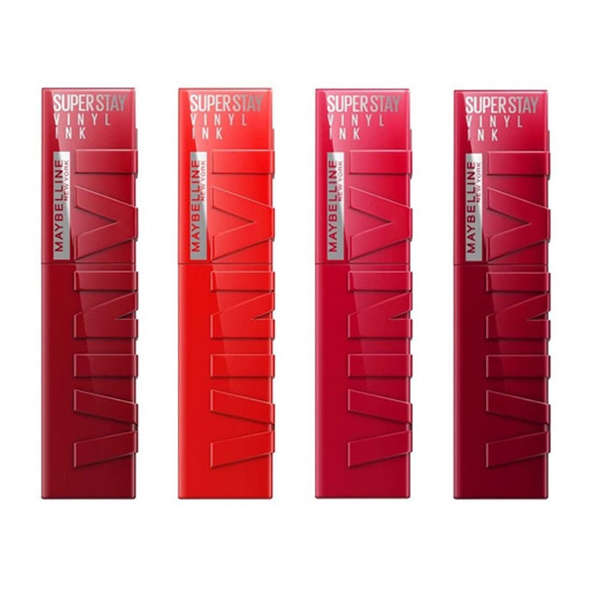 MAYBELLINE - 4 Labiales Superstay Vinyl Ink Rojos Hasta 16H Maybelline.