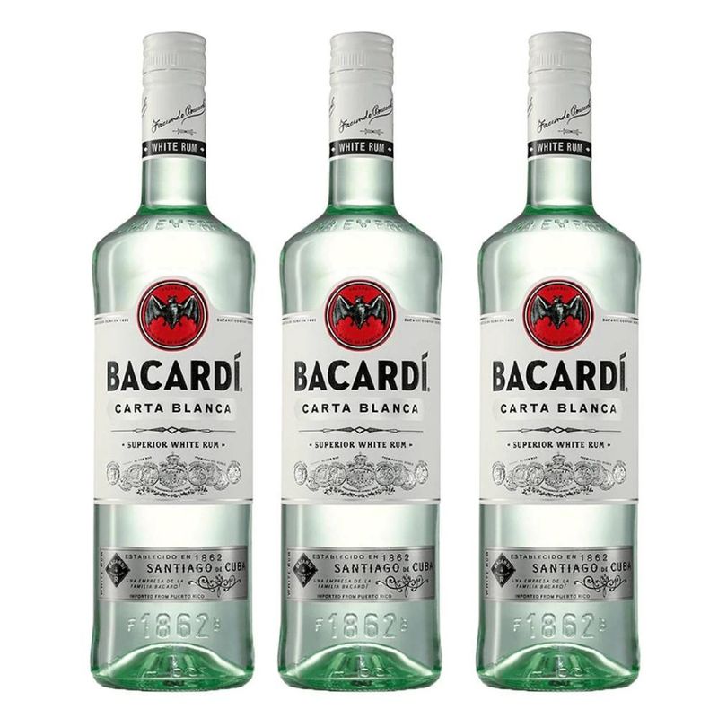 BACARDI - 3 Ron Bacardi Carta Blanca - Dorado