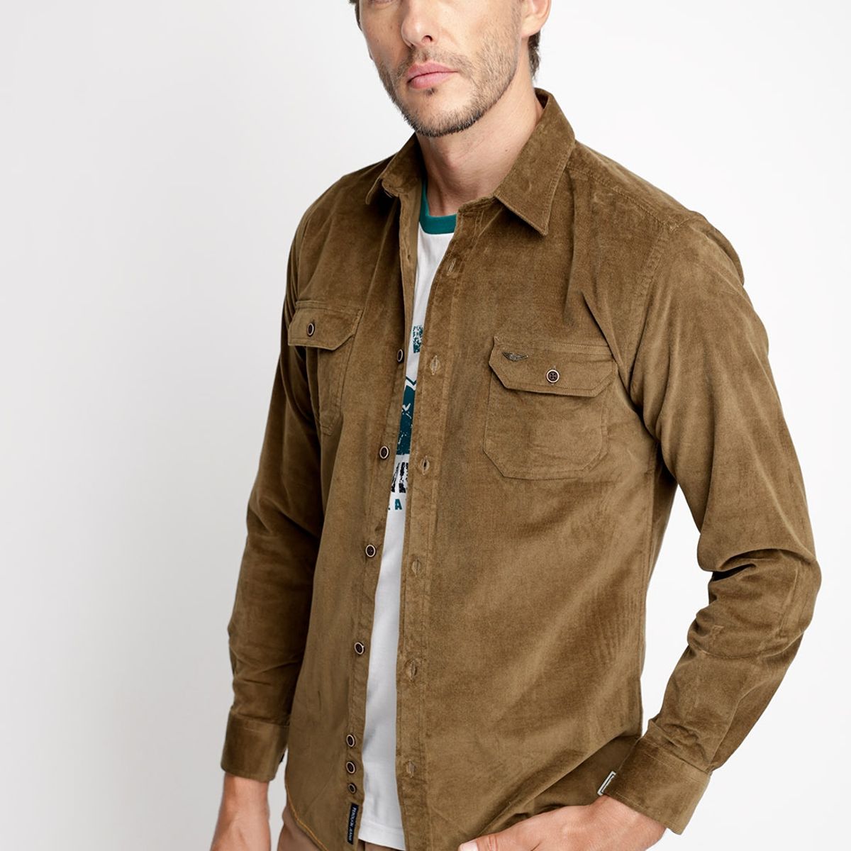 FEROUCH - Camisa Overshirt Corduroy F Verde Ferouch