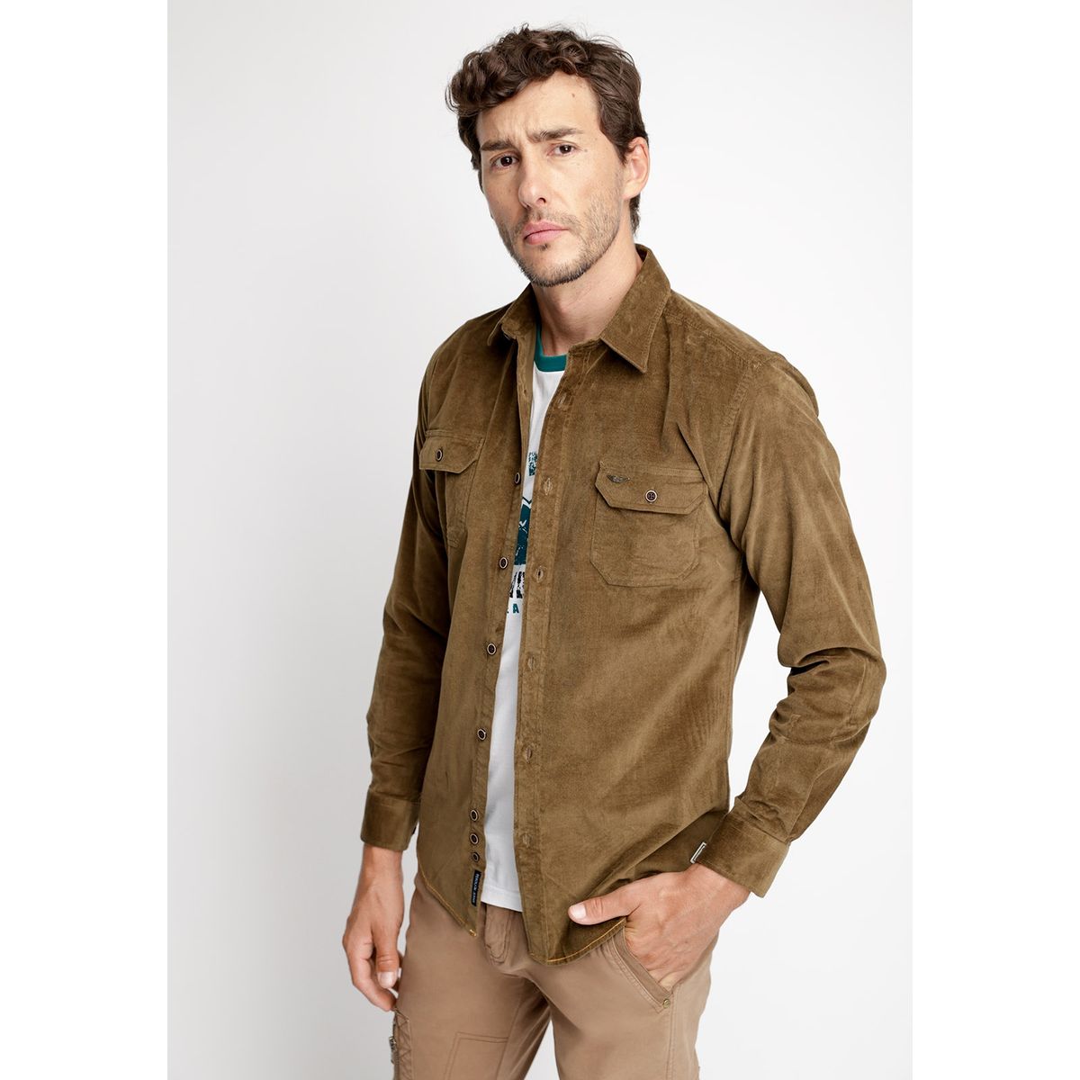 FEROUCH - Camisa Overshirt Corduroy F Verde Ferouch