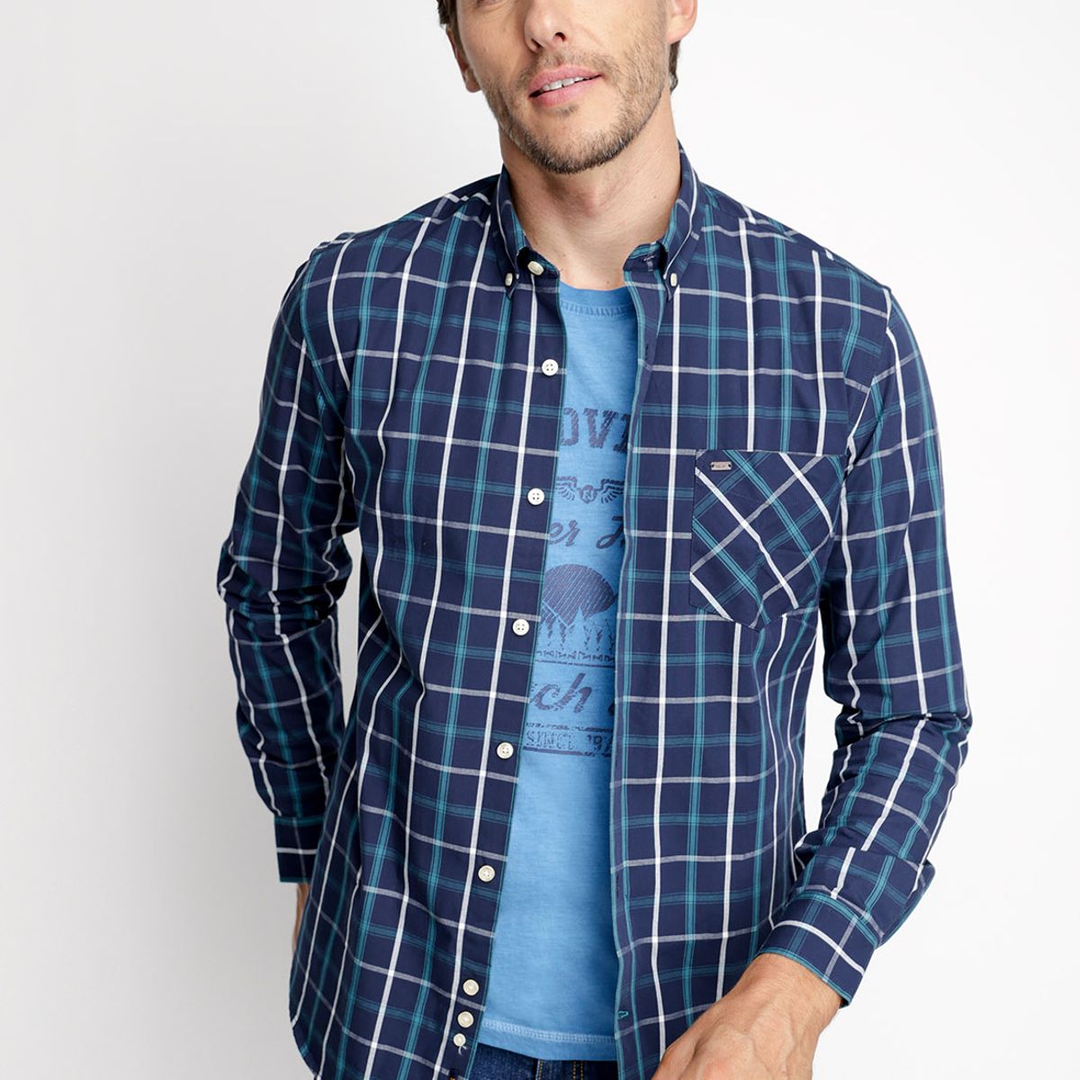 FEROUCH - Camisa Checkered Chicago Fj Azul Ferouch