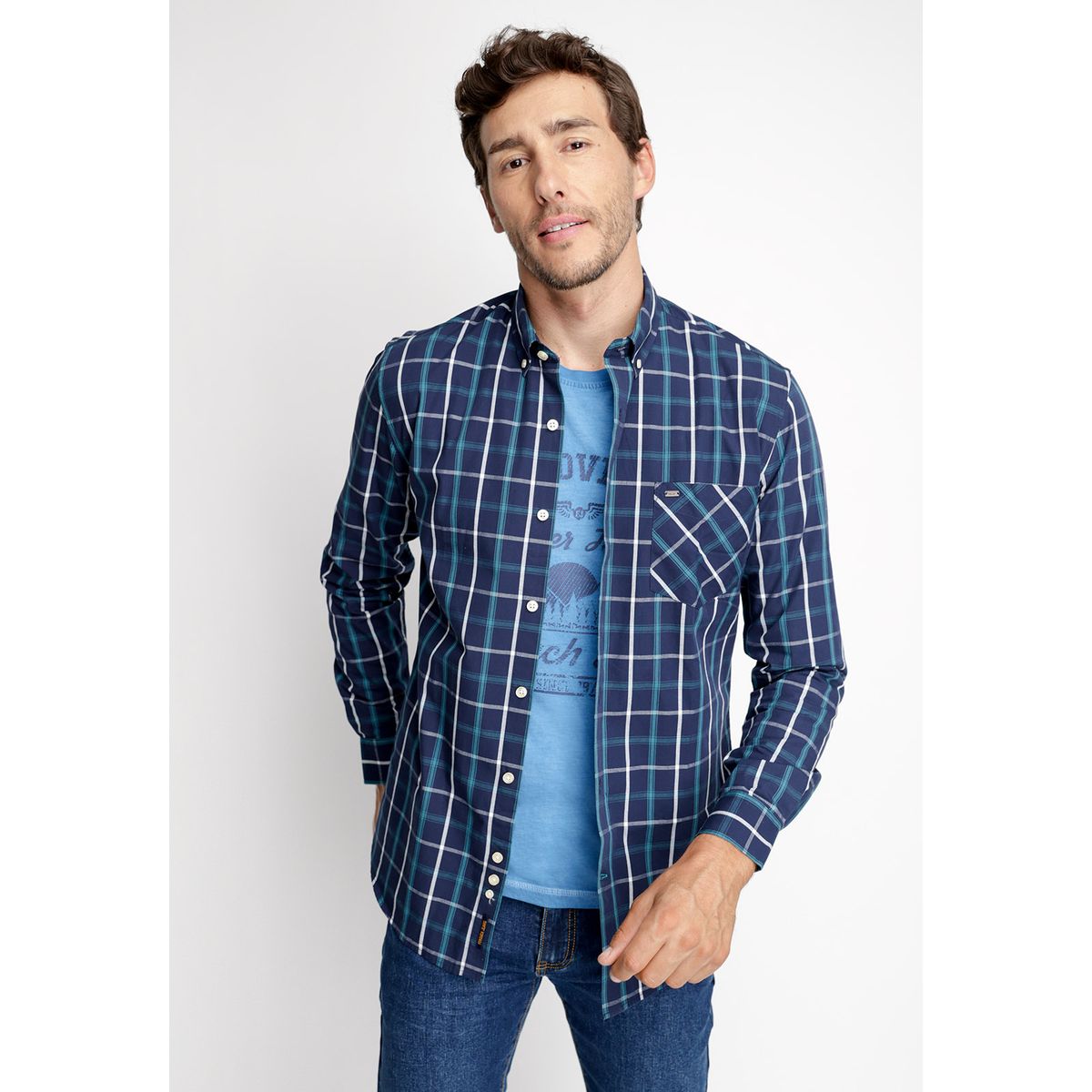 FEROUCH - Camisa Checkered Chicago Fj Azul Ferouch