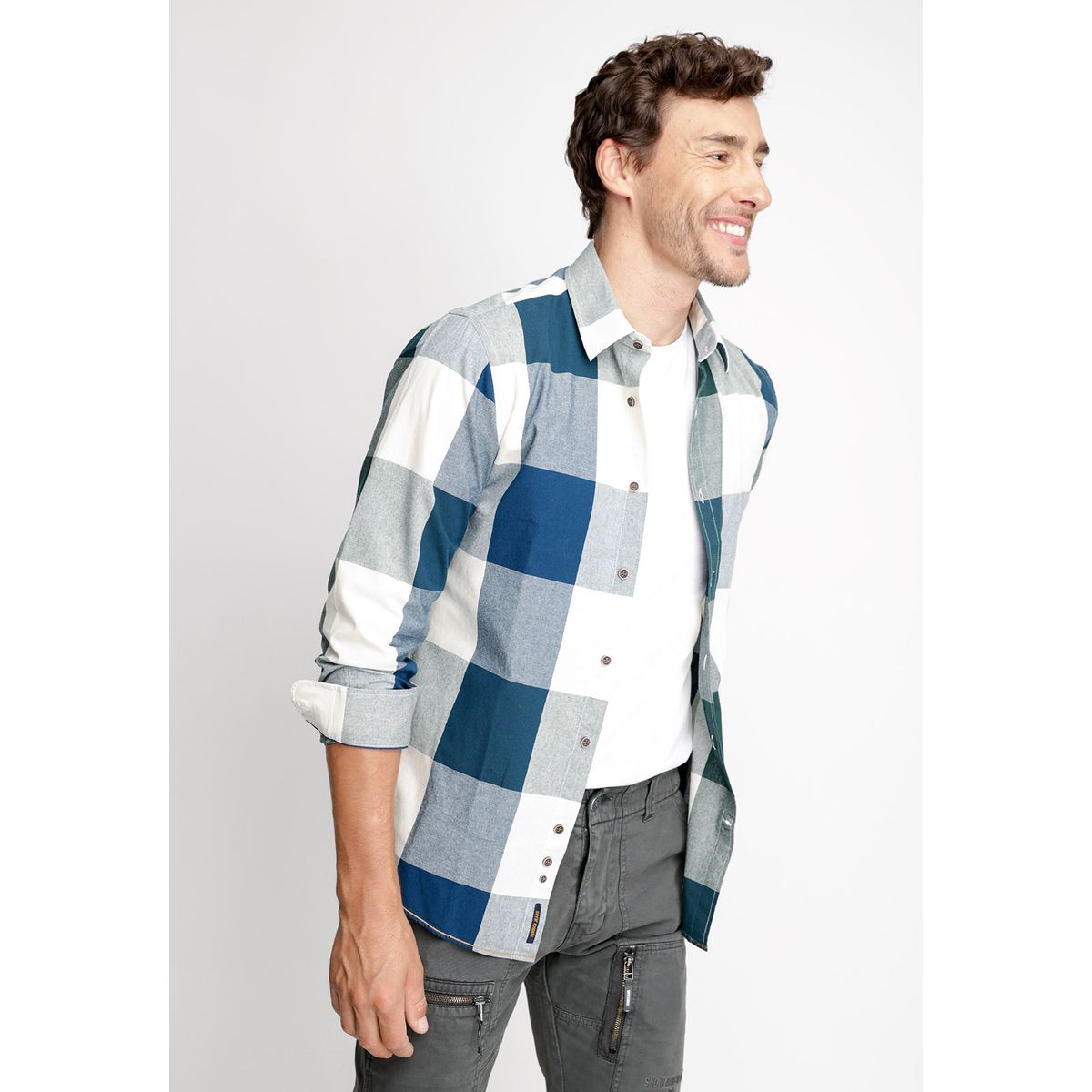 FEROUCH - Camisa Cuadro Color Fj Azul Ferouch